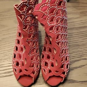 Red pattern heels